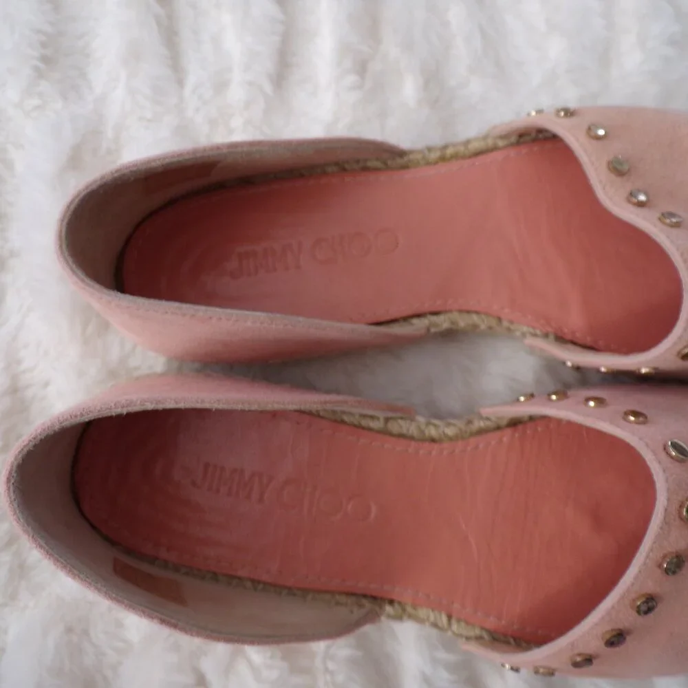 Jimmy Choo pink studded suede espadrilles 7